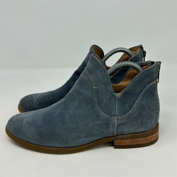 Born Women's Arula Blue Suede Ankle Booties Size 7.5 Casual Fall Back Zipper - Picture 7 of 15
